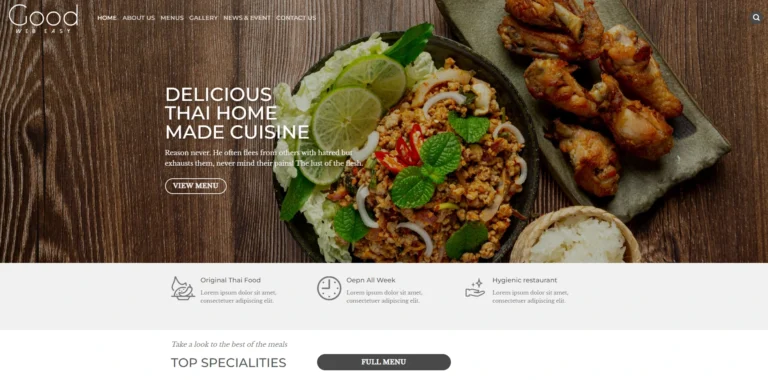 Restaurant template website สร้างเว็บไซต์